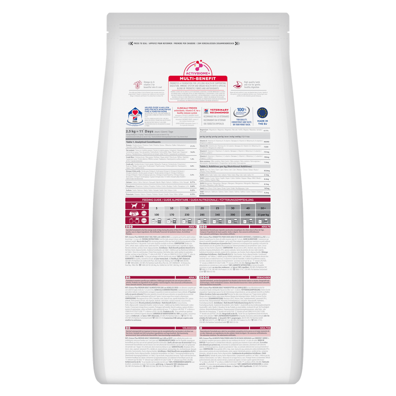 Hill's Science Plan Dog Adult Medium con Agnello e Riso 2,5 kg