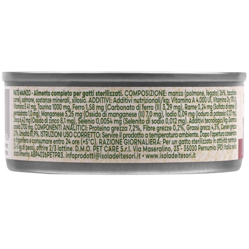 Naturalpet Cat Sterilised Paté Manzo 85gr