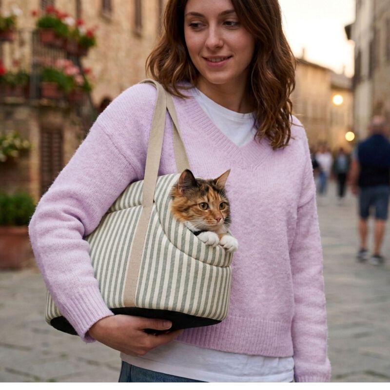 L'Isola dei Tesori Borsa Venere a righe verdi 40x25x21cm