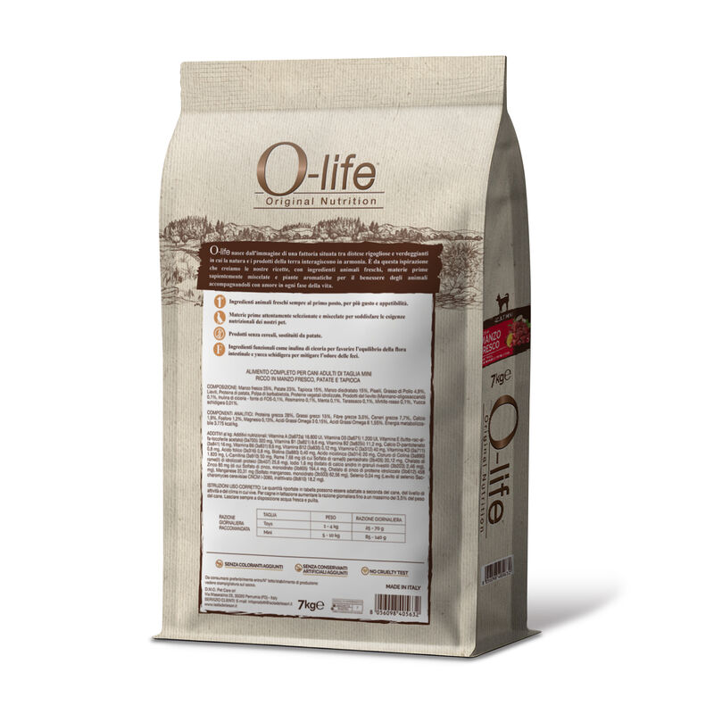 O-life Dog Adult Mini con Manzo Fresco 7 kg