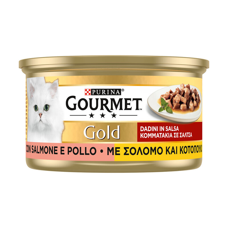 Gourmet Gold Cat Adult Dadini in Salsa con Salmone e Pollo 85 gr