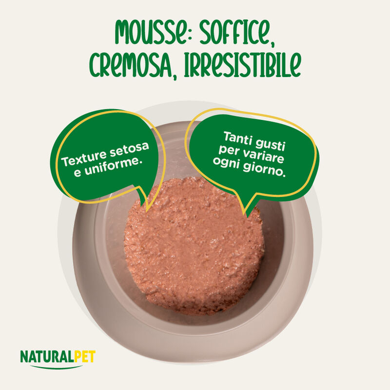 Naturalpet Cat Adult Multipack Mousse con Salmone, Manzo e Tacchino 85grx24pz