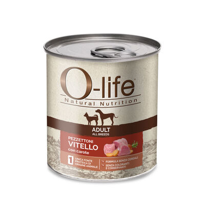 O-life Dog Adult All Breeds Pezzettoni di Vitello con carote 400 gr