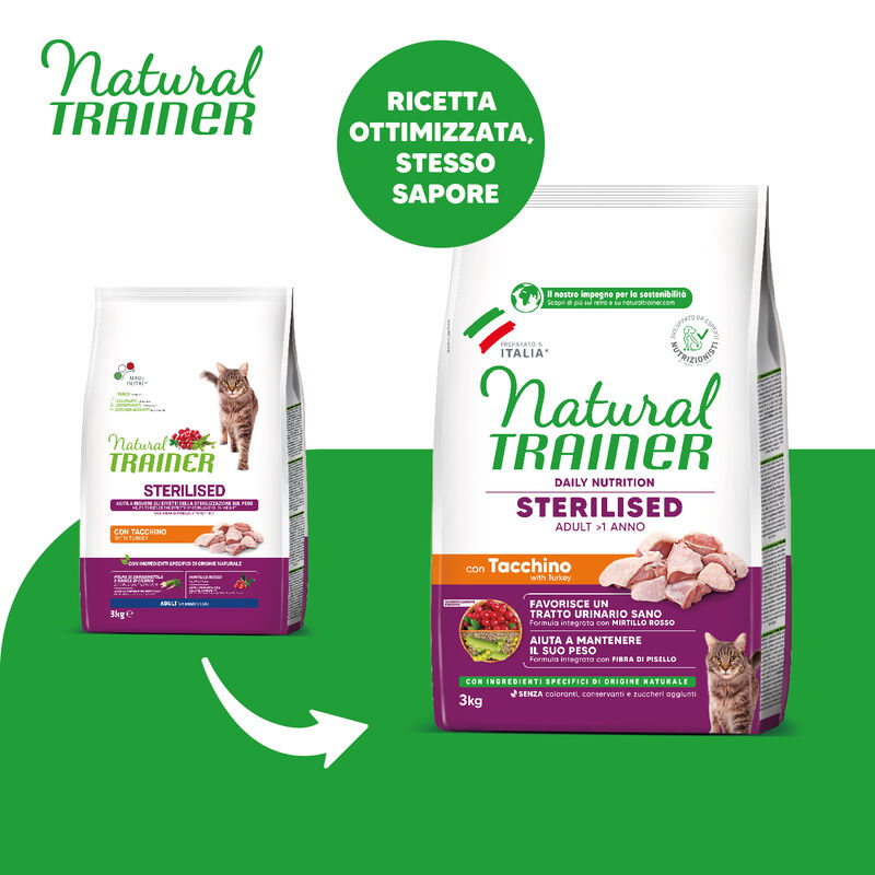 Natural Trainer Cat Adult Sterilised Tacchino 3 kg