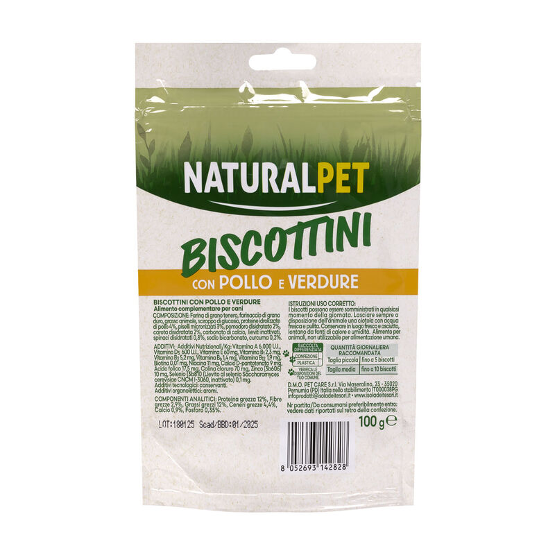 Naturalpet Dog Adult Mini Snack Biscotti con pollo e verdure 100gr