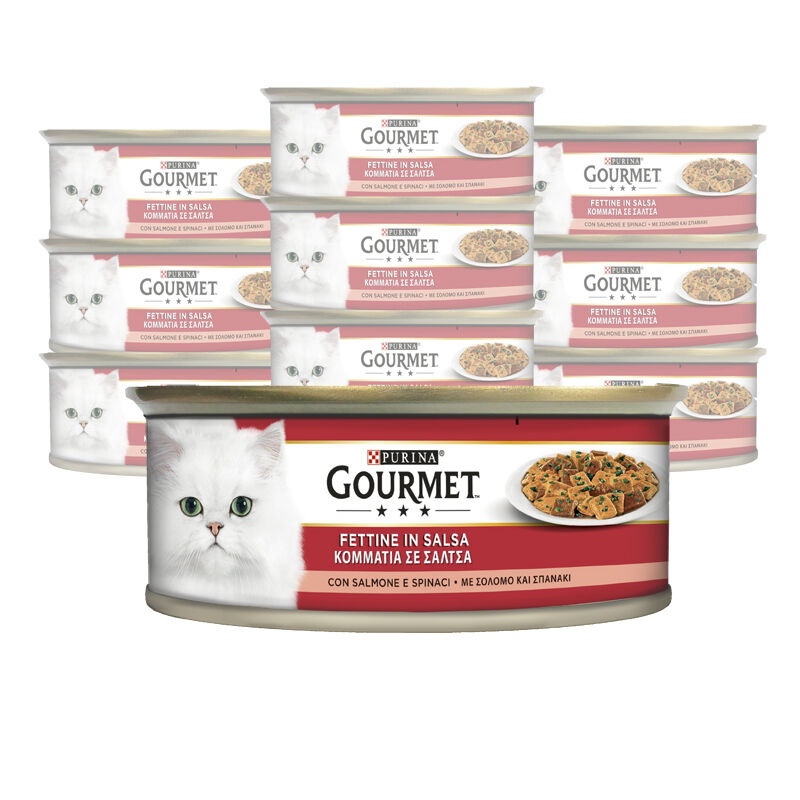 Gourmet Rosso Cat Adult Fettine con Salmone e Spinaci 195 gr
