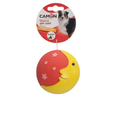 Camon Gioco per cani palla luna in lattice con squeaker 9 cm