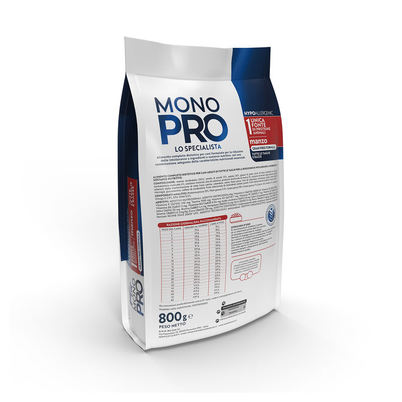 Monopro Hypoallergenic Dog Adult All breeds Manzo 800gr