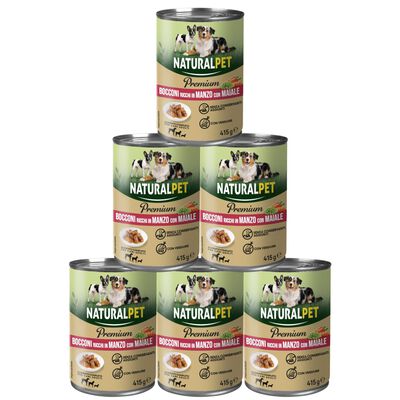 Naturalpet Premium Bocconi ricchi manzo con maiale 415gr