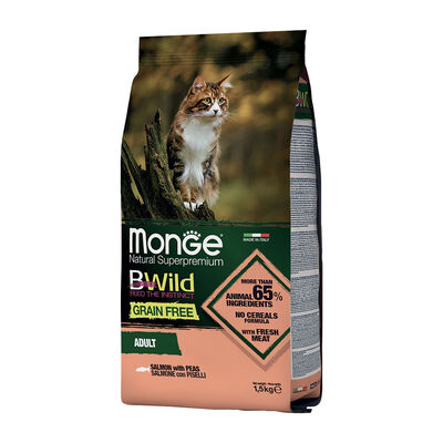 Monge Natural Superpremium BWild Cat Adult Grain Free Samone e Piselli 1,5 kg