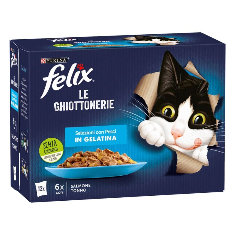 Felix Le Ghiottonerie Cat Selezioni con pesci Salmone con Tonno 72 pz x 85 gr