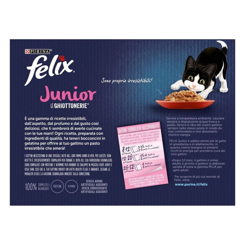 Felix Le Ghiottonerie Kitten Selezioni Deliziose Manzo e Pollo 72 pz x 85 gr
