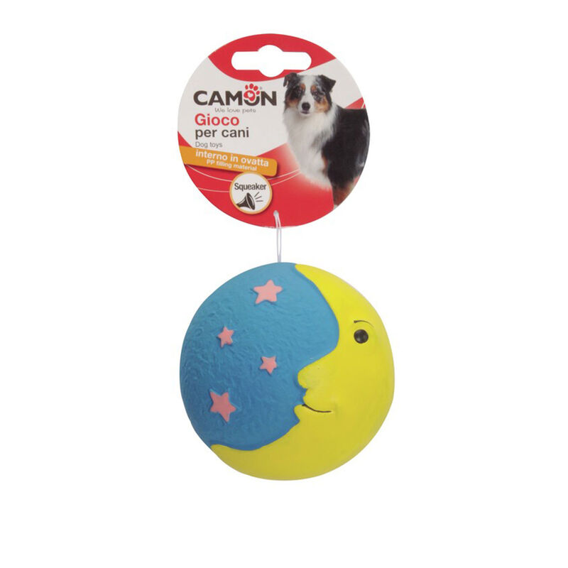 Camon Gioco per cani palla luna in lattice con squeaker 9 cm