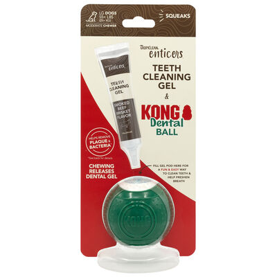 Tropiclean Enticers teeth cleaning gel &Kong dental ball Large
