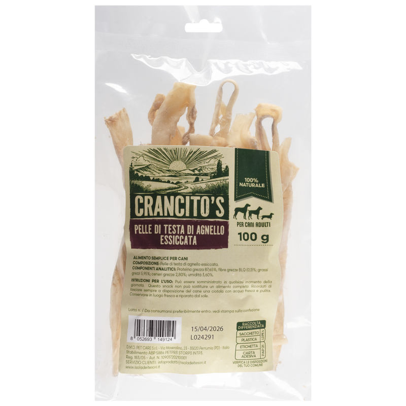 Crancito's Snack Pelle Testa Agnello essiccato 100gr