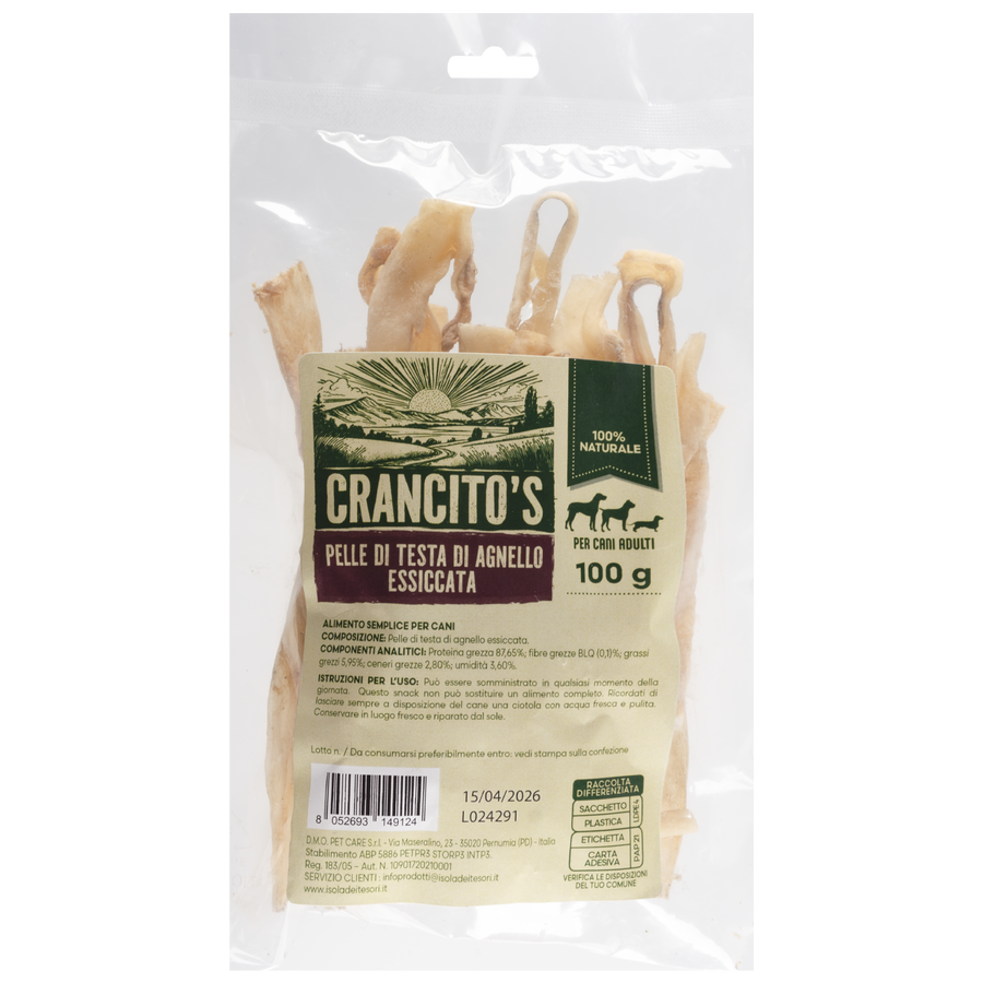 Crancito's Snack Pelle Testa Agnello essiccato 100gr