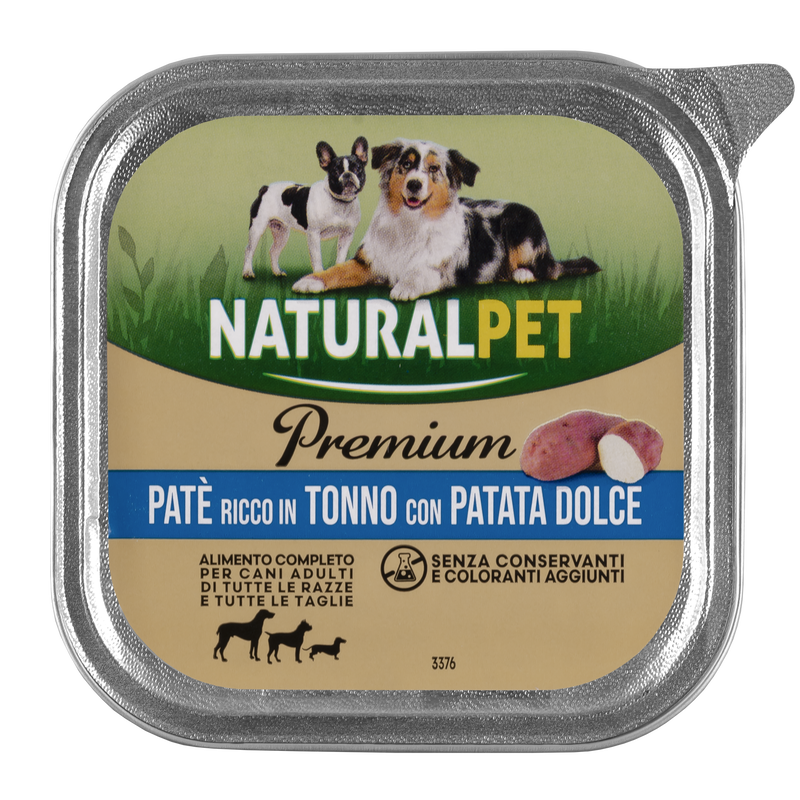 Naturalpet Premium Dog Adult paté ricco in tonno con patata dolce 150gr