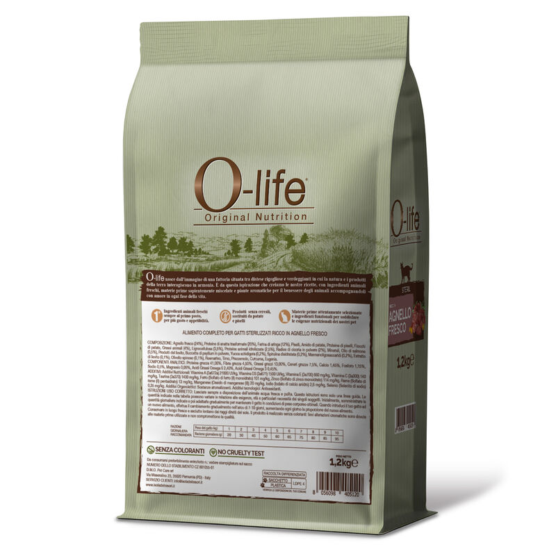 O-life Cat Adult Sterilised con Agnello 1,2 Kg