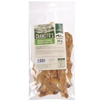 Crancito's Dog Orecchie di coniglio essiccate senza pelo 80gr