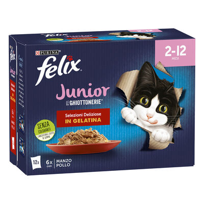 Felix Le Ghiottonerie Kitten Selezioni Deliziose Manzo e Pollo 12x85 gr