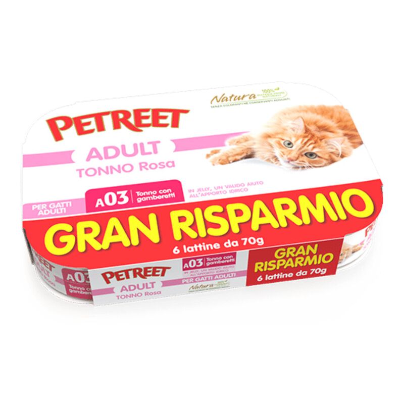 Petreet Cat Tonno rosa con gamberetti 6 x 70 gr
