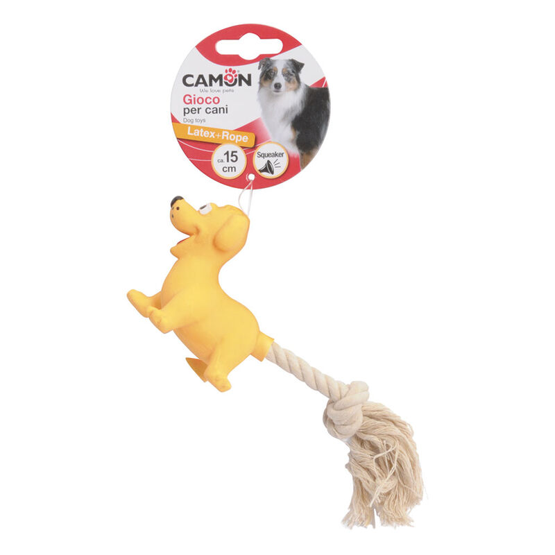 Camon Gioco Cane, Gatto o Cavallo in latex con squeaker e corda