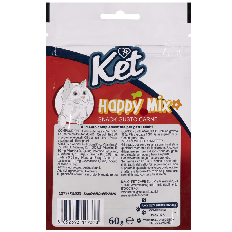 Ket Cat Adult Happy Mix Snack gusto Carne 60gr