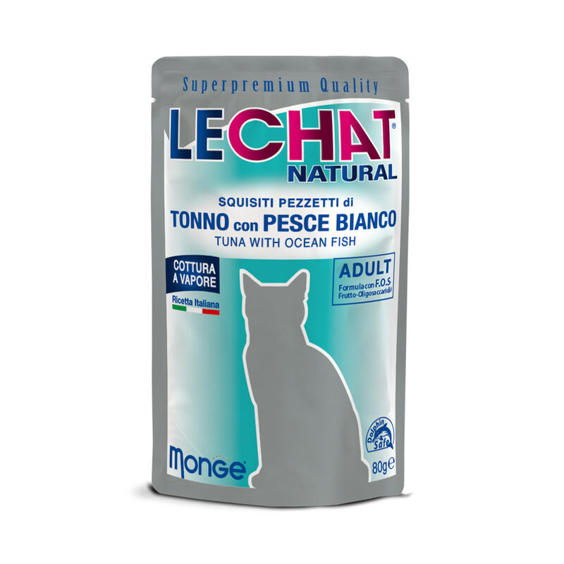 LeChat Natural Cat Adult Pezzetti di Tonno con Pesce Bianco 80 gr