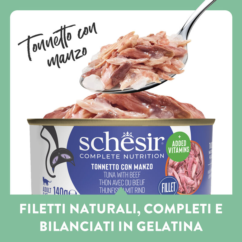 Schesir Cat Adult Tonno con manzo in jelly 140g