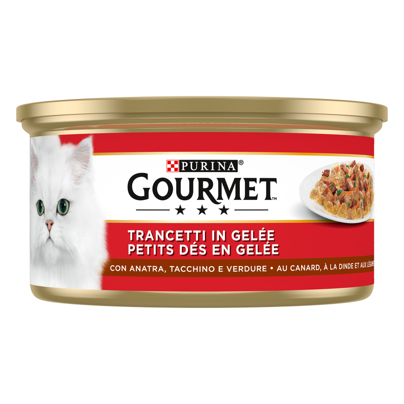 Gourmet Rosso Cat Adult Trancetti in gelatina con Tacchino, Anatra e Verdure 195 gr
