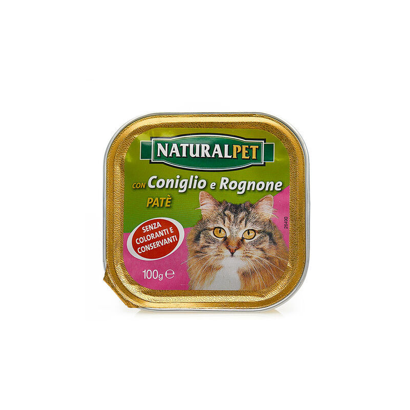 Naturalpet Cat Adult, Paté, con Coniglio e Rognone, 100g