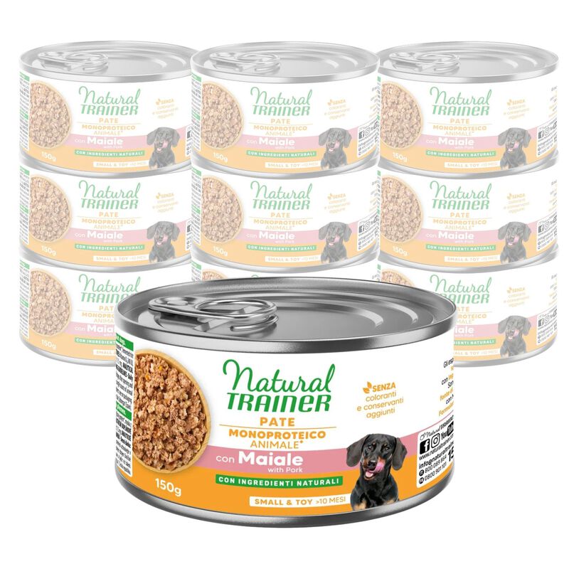 Natural Trainer Dog Adult Small&Toy Pat&eacute; Monoproteico con Maiale 150 gr