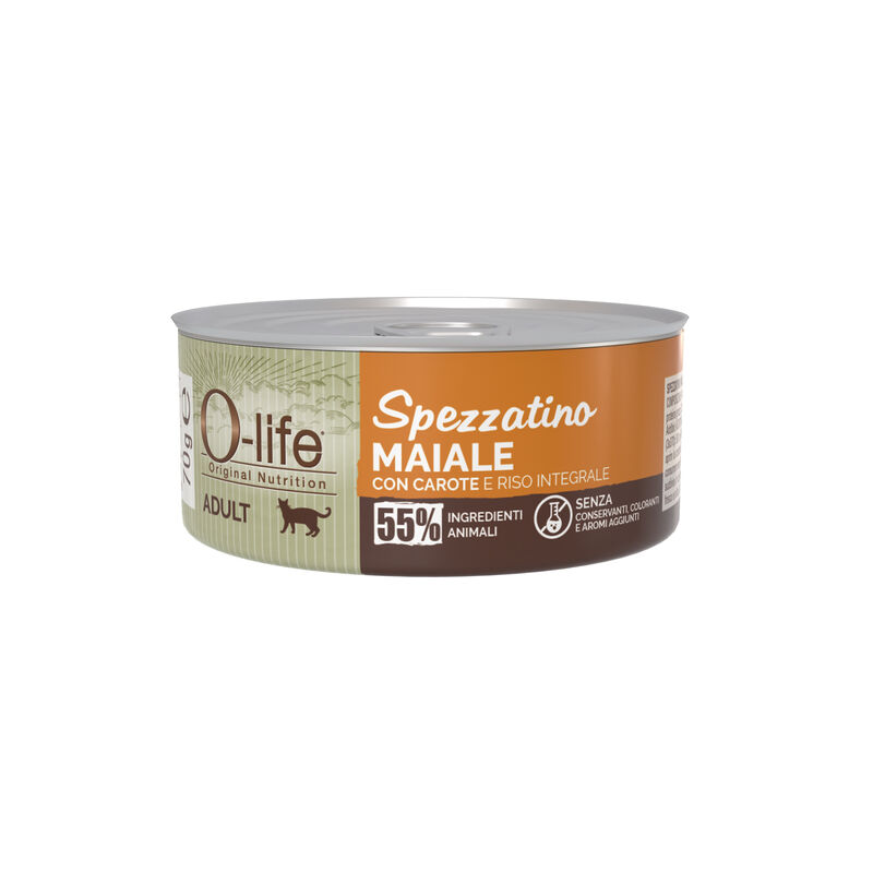 O-life Spezzatino Maiale con carote per Gatti Adulti 70gr