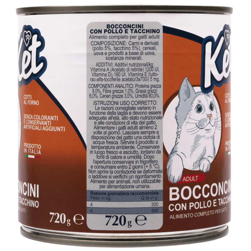 Ket Adult All breeds Bocconcini Pollo e Tacchino 720 gr