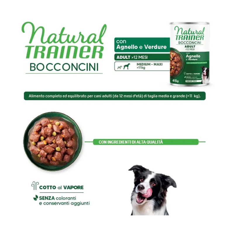 Natural Trainer Dog Mediumx&Maxi Adult bocconcini con agnello 415gr