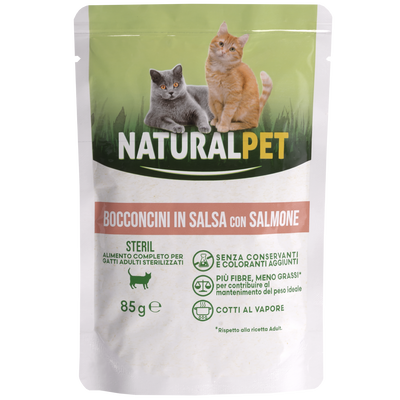 Naturalpet Cat Sterilised Bocconcini in salsa con Salmone 85gr