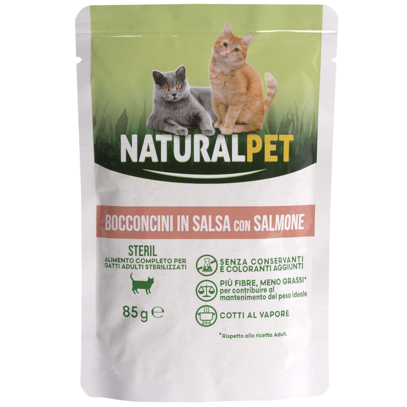 Naturalpet Cat Sterilised Bocconcini in salsa con Salmone 85gr