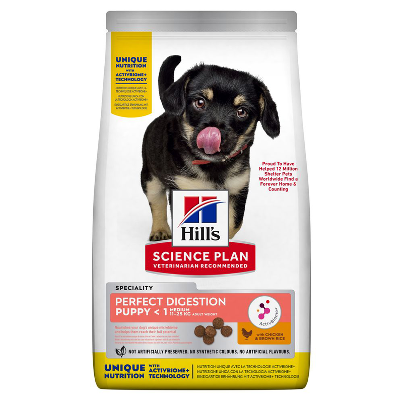 Hill's Science Plan Perfect Digestion Dog Medium Puppy Pollo e Riso integrale 12 kg
