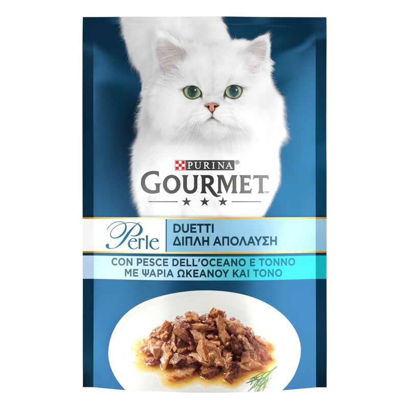 Gourmet Perle Duetti Cat Adult con Pesce dell'Oceano e Tonno 85 gr