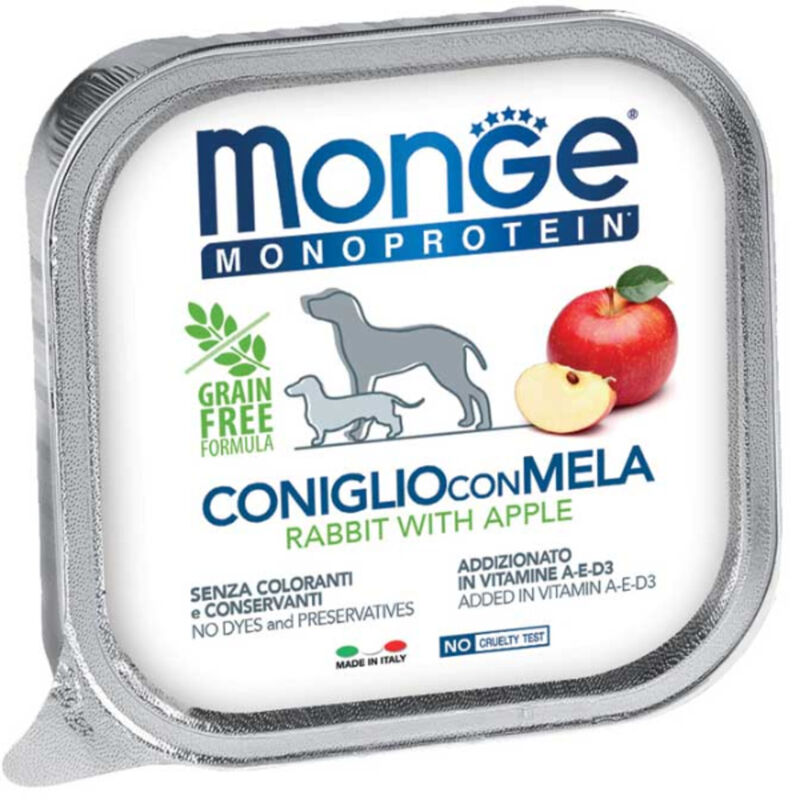 Monge Monoprotein per cani adulti Paté Coniglio con Mela 150gr