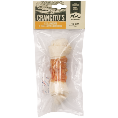 Crancito's Dog Adult Osso annodato di pelle bovina con pollo 15cm 1pz