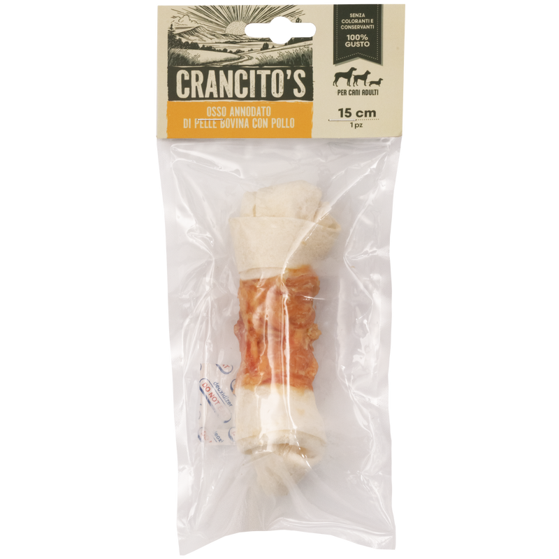 Crancito's Dog Adult Osso annodato di pelle bovina con pollo 15cm 1pz