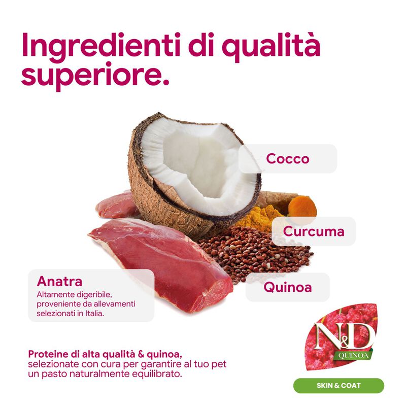 N&D Farmina Quinoa Skin & Coat Dog Mini con Anatra 2,5 kg