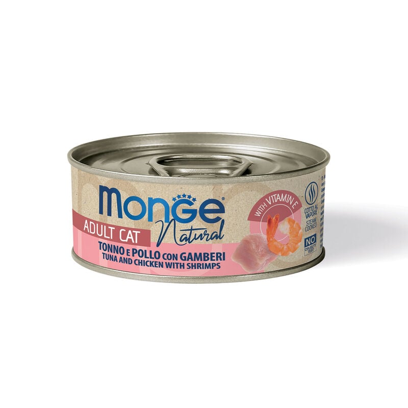 Monge Natural Cat Adult Pezzetti di Tonno e Pollo con Gamberi 80 gr