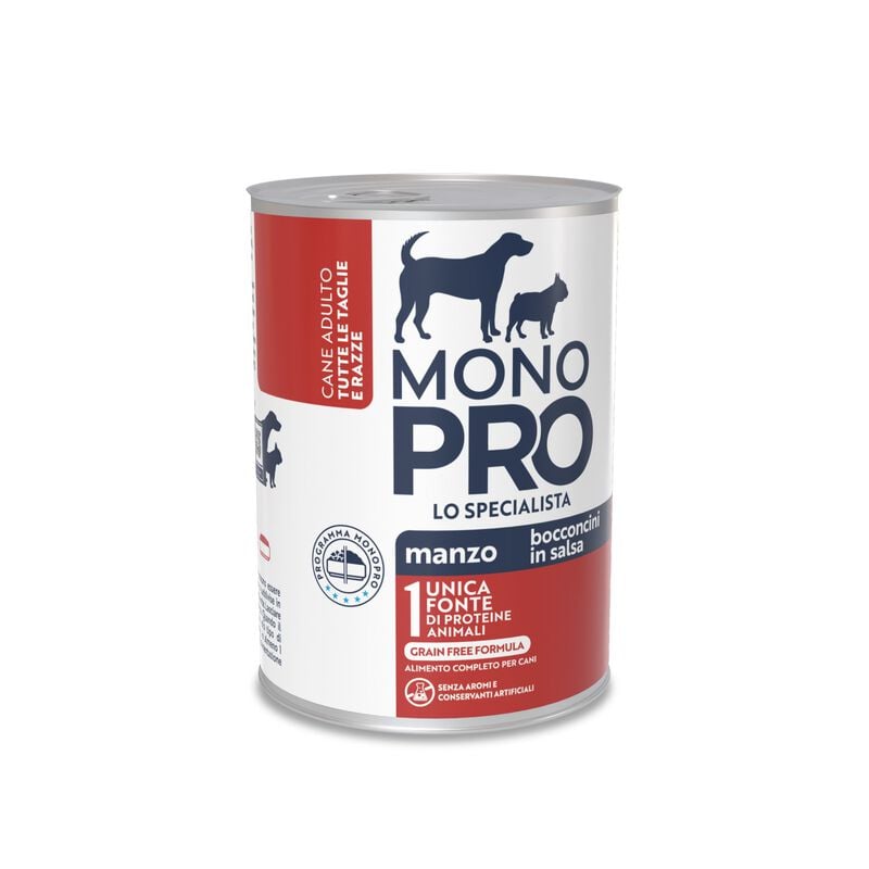 Monopro Bocconcini in Salsa per cani adulti Manzo 415 gr