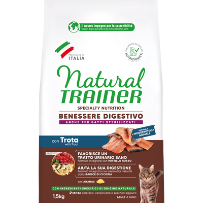 Natural Trainer Cat Adult Sensitive No Grain con Trota 1,5 kg