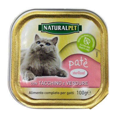 Naturalpet Cat Sterilized, Paté, con Tacchino e carote, 100 gr