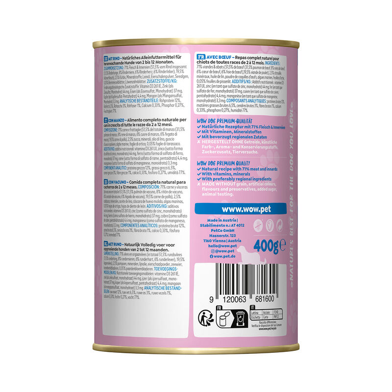 Wow Puppy Manzo con zucca e ortica 400gr