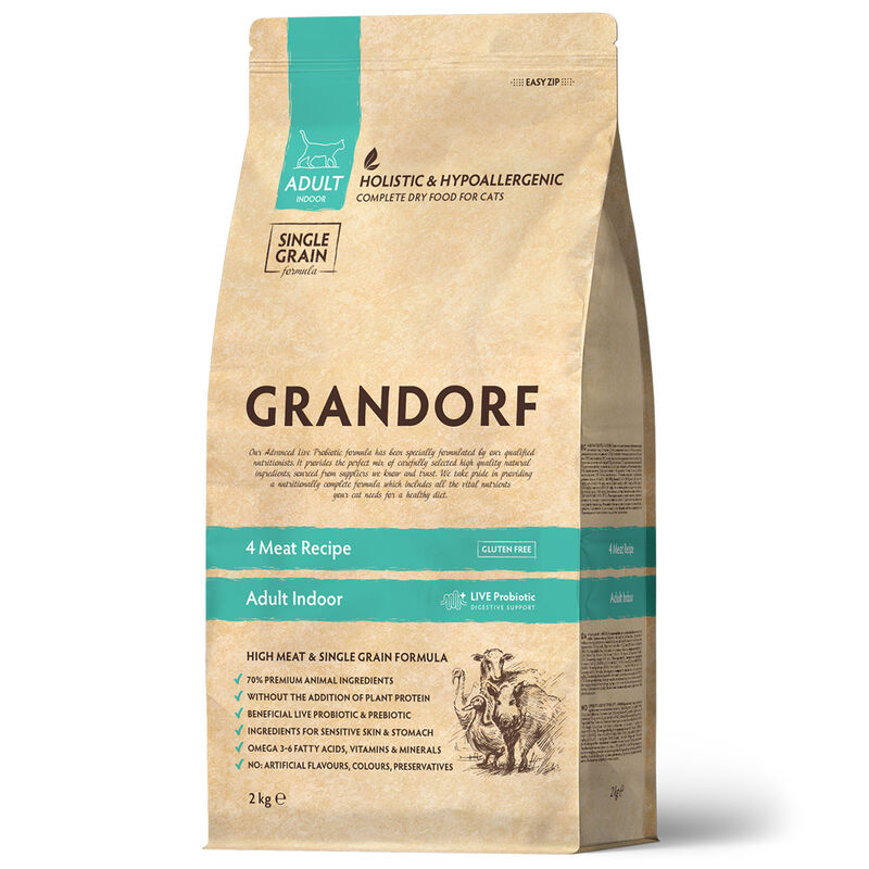 Grandorf Cat Adult Indoor 4 Carni 2Kg