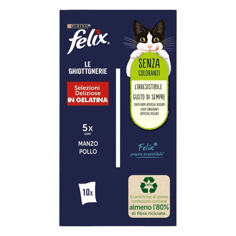 Felix Le Ghiottonerie Cat Selezioni Deliziose con Manzo e Pollo 12 x 85 gr
